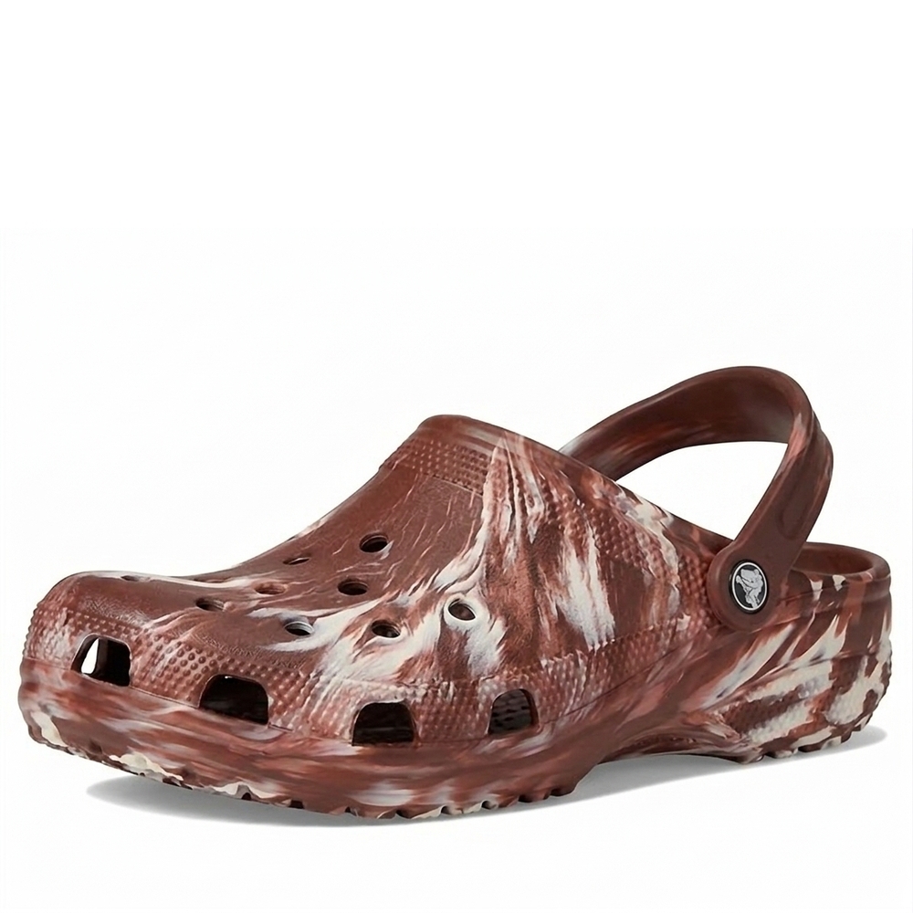NEW CROCS unisex classic classic clog in marbled dark clay multi